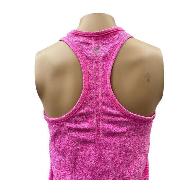 Athleta Women Fastest Track Racerback Tank Top Scoopneck Ruched Heathered Pink S - Picture 9 of 10